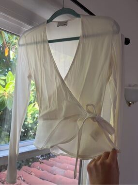 Wilfred Cream Sheer Blouse with Tie
